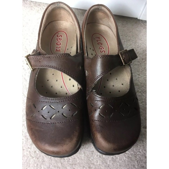 Klogs Villa Madrid Mary Jane Brown Leather Distressed Size 7M - Picture 1 of 9